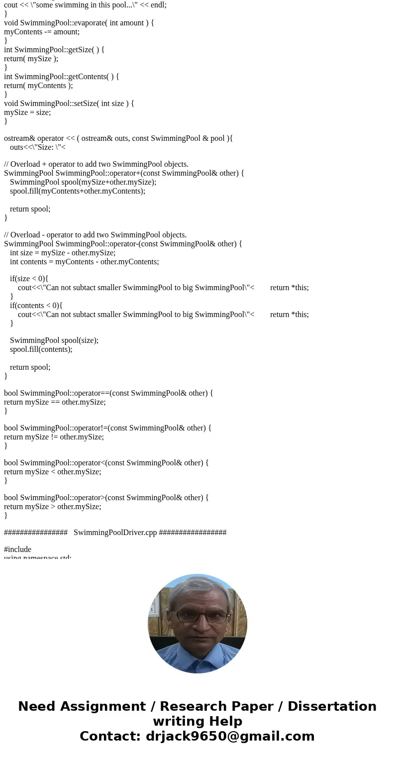 In this assignment, you will explore both inheritance and exception handling. Start with your completed solution files from Project 1 (SwimmingPool.h, SwimmingP In this assignment, you will explore both inheritance and exception handling. Start with your completed solution files from Project 1 (SwimmingPool.h, SwimmingP
