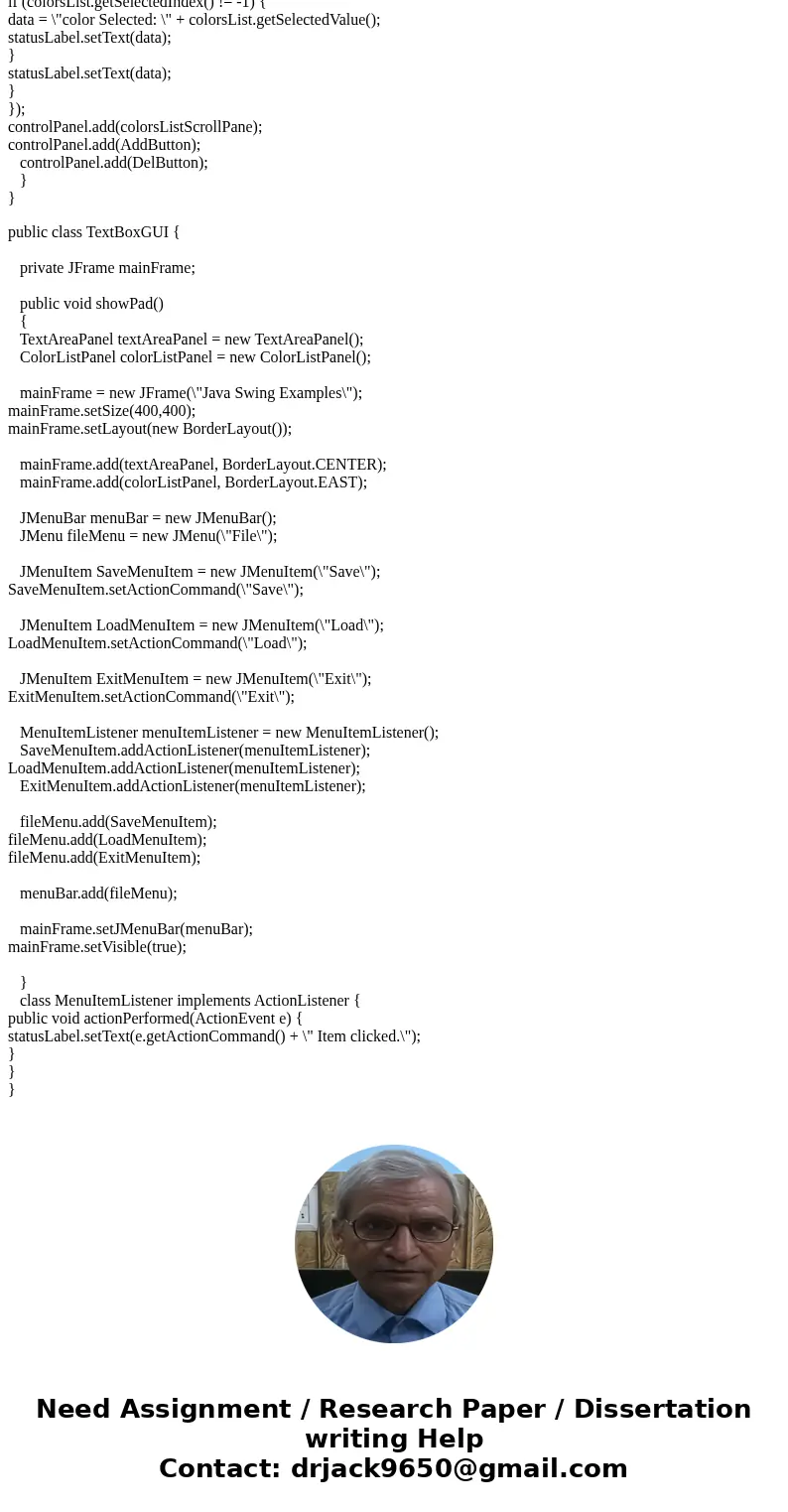 In this lab, you will create a custom word pad with saving and loading functionality, an exit option, and a customizable background color. First off, please mak In this lab, you will create a custom word pad with saving and loading functionality, an exit option, and a customizable background color. First off, please mak