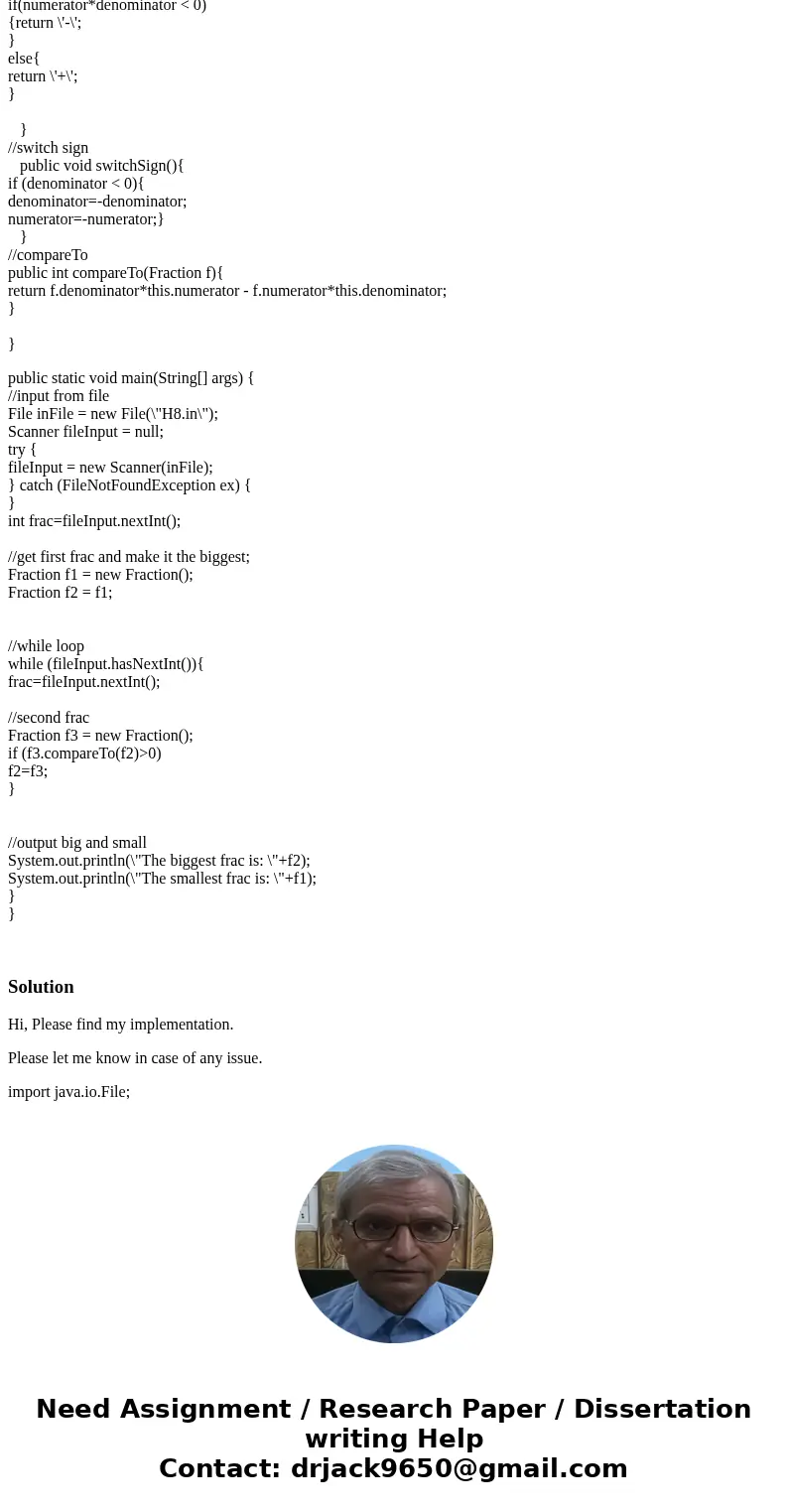 JAVA: You will get input from a file called H8.in. Input consists of integers representing the numerator and denominator of fractions. NOTE that some numerators JAVA: You will get input from a file called H8.in. Input consists of integers representing the numerator and denominator of fractions. NOTE that some numerators