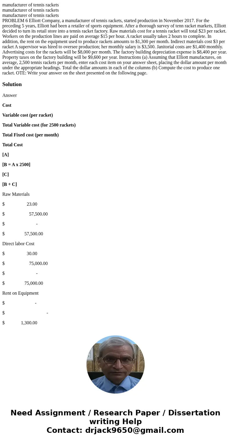 manufacturer of tennis rackets manufacturer of tennis rackets manufacturer of tennis rackets PROBLEM 6 Elliott Company, a manufacturer of tennis rackets, start  manufacturer of tennis rackets manufacturer of tennis rackets manufacturer of tennis rackets PROBLEM 6 Elliott Company, a manufacturer of tennis rackets, start
