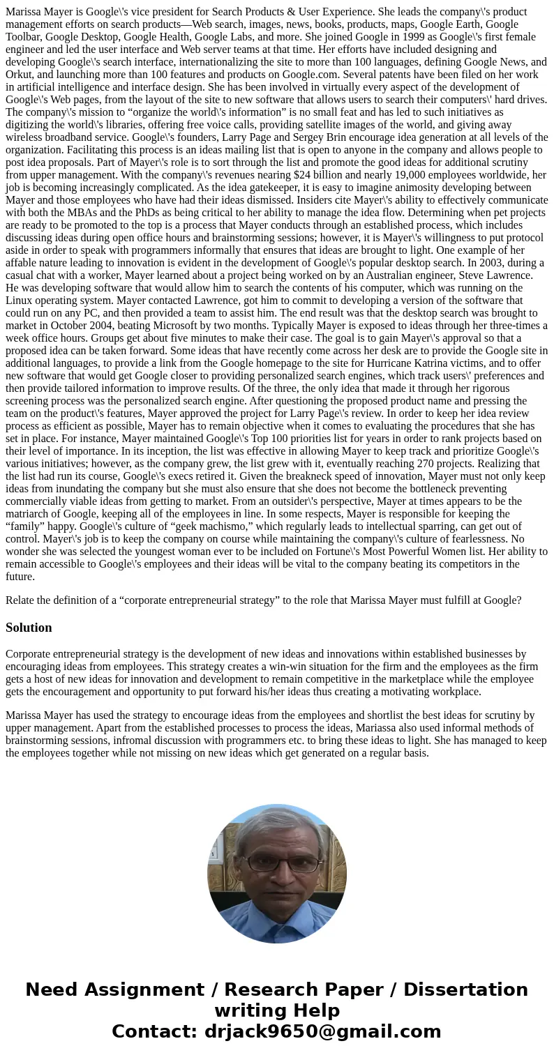 Marissa Mayer is Google\'s vice president for Search Products & User Experience. She leads the company\'s product management efforts on search products—Web  Marissa Mayer is Google\'s vice president for Search Products & User Experience. She leads the company\'s product management efforts on search products—Web