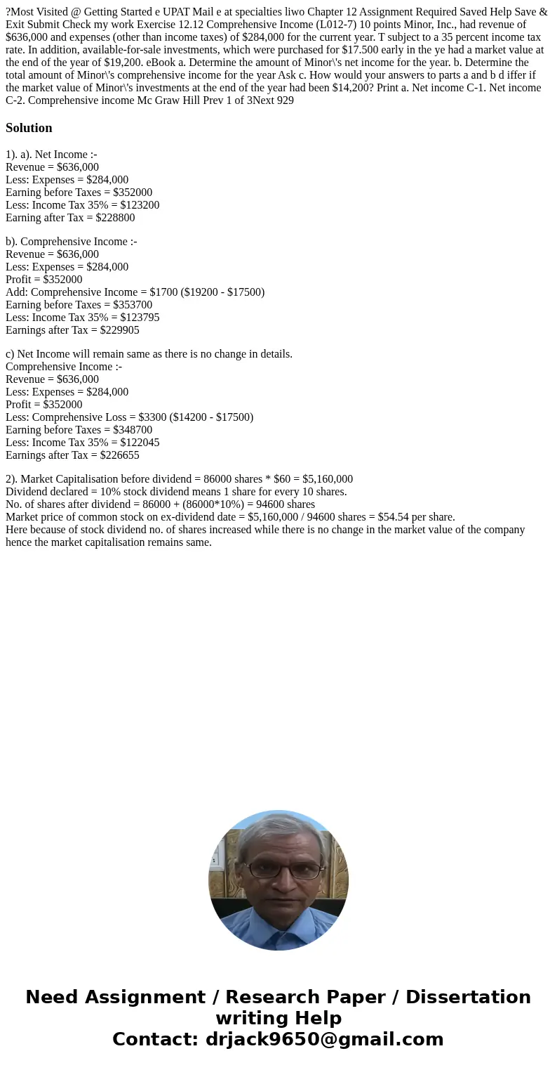 ?Most Visited @ Getting Started e UPAT Mail e at specialties liwo Chapter 12 Assignment Required Saved Help Save & Exit Submit Check my work Exercise 12.12  ?Most Visited @ Getting Started e UPAT Mail e at specialties liwo Chapter 12 Assignment Required Saved Help Save & Exit Submit Check my work Exercise 12.12
