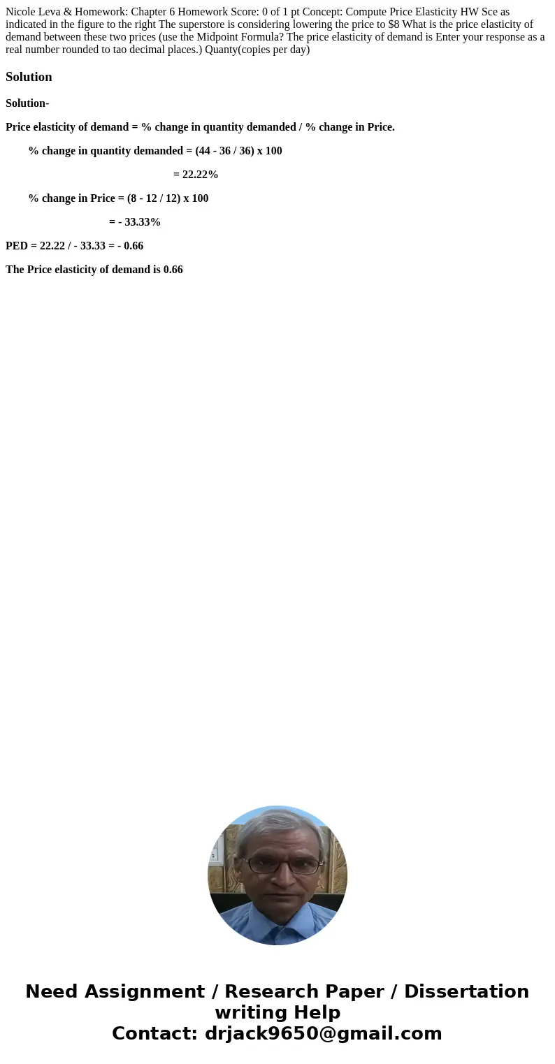 Nicole Leva & Homework: Chapter 6 Homework Score: 0 of 1 pt Concept: Compute Price Elasticity HW Sce as indicated in the figure to the right The superstore  Nicole Leva & Homework: Chapter 6 Homework Score: 0 of 1 pt Concept: Compute Price Elasticity HW Sce as indicated in the figure to the right The superstore