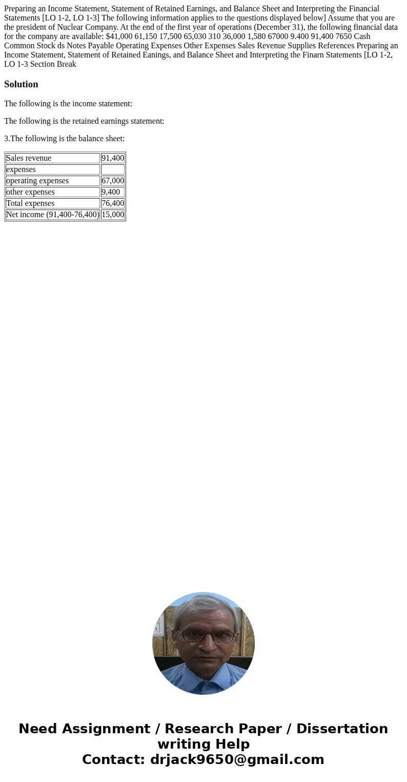  Preparing an Income Statement, Statement of Retained Earnings, and Balance Sheet and Interpreting the Financial Statements [LO 1-2, LO 1-3] The following infor