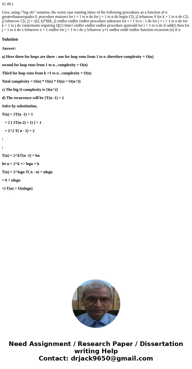S1 #9 ) Give, using \