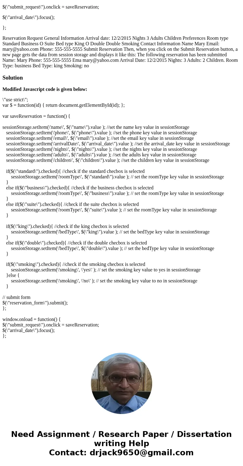 Save a reservation in session storage. In this exercise, you’ll edit the Javascript file to develop an application that stores data in session storage. The inte Save a reservation in session storage. In this exercise, you’ll edit the Javascript file to develop an application that stores data in session storage. The inte
