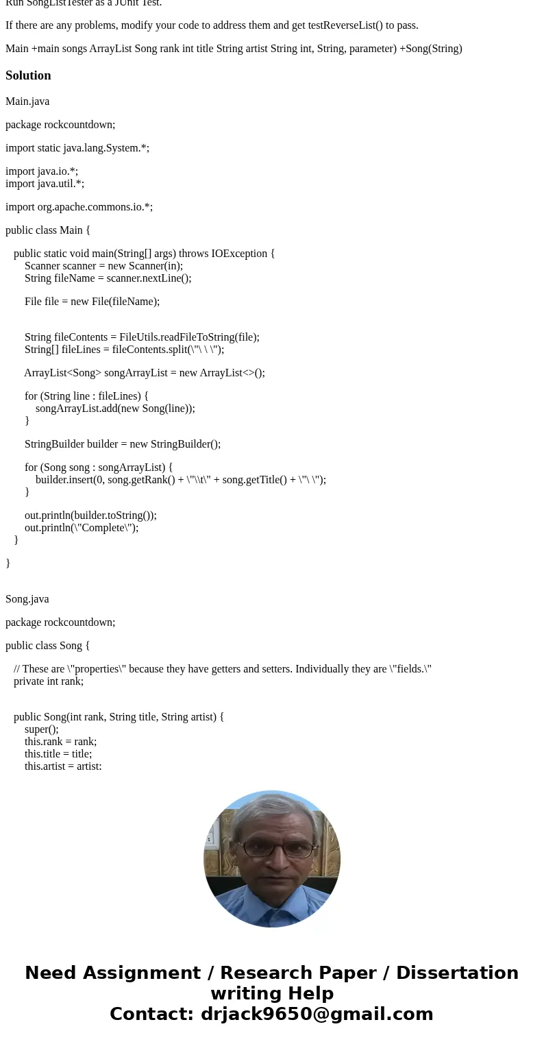 Set the Package to rockcountdown. Set the Name to Song. Uncheck \