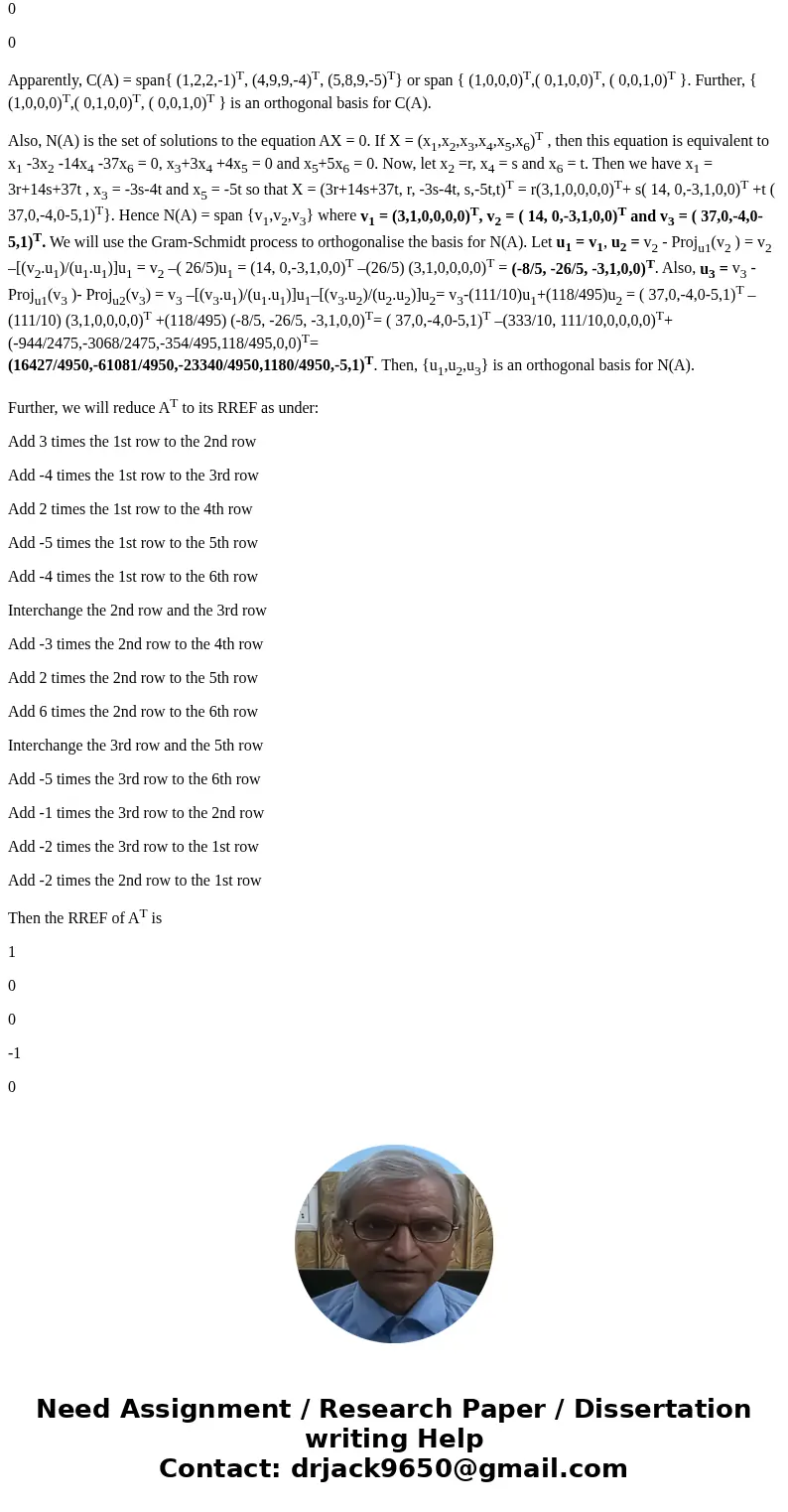 thank you Given the matrix A below find an orthogonal basis for each of C(A), R(A), L(A), N(A). A = (1 2 2 -1 -3 -6 -6 3 4 9 9 -4 -2 -1 -1 2 5 8 9 -5 4 2 7 -4)S thank you Given the matrix A below find an orthogonal basis for each of C(A), R(A), L(A), N(A). A = (1 2 2 -1 -3 -6 -6 3 4 9 9 -4 -2 -1 -1 2 5 8 9 -5 4 2 7 -4)S