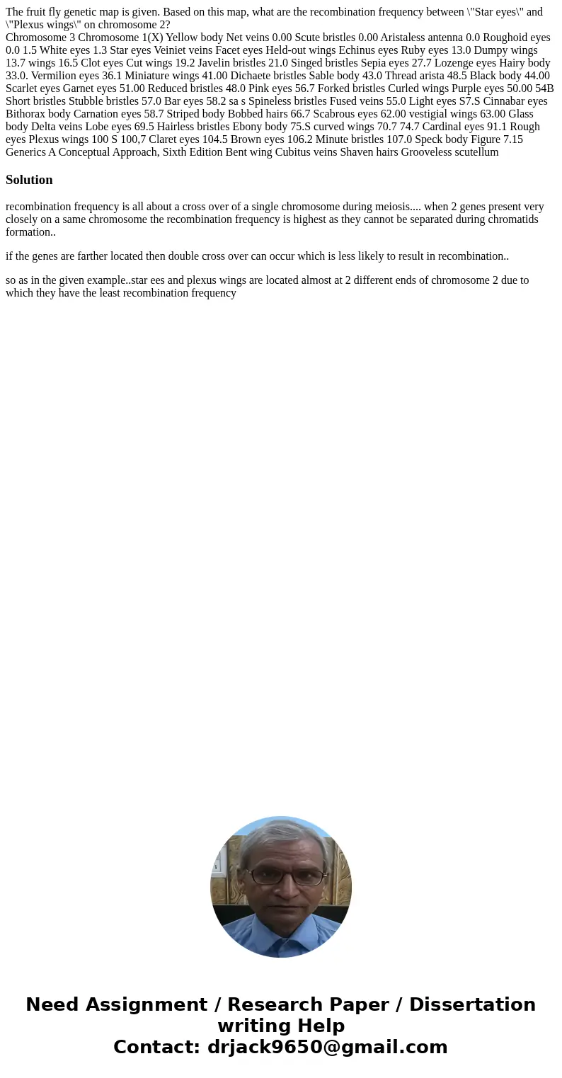 The fruit fly genetic map is given. Based on this map, what are the recombination frequency between \ The fruit fly genetic map is given. Based on this map, what are the recombination frequency between \