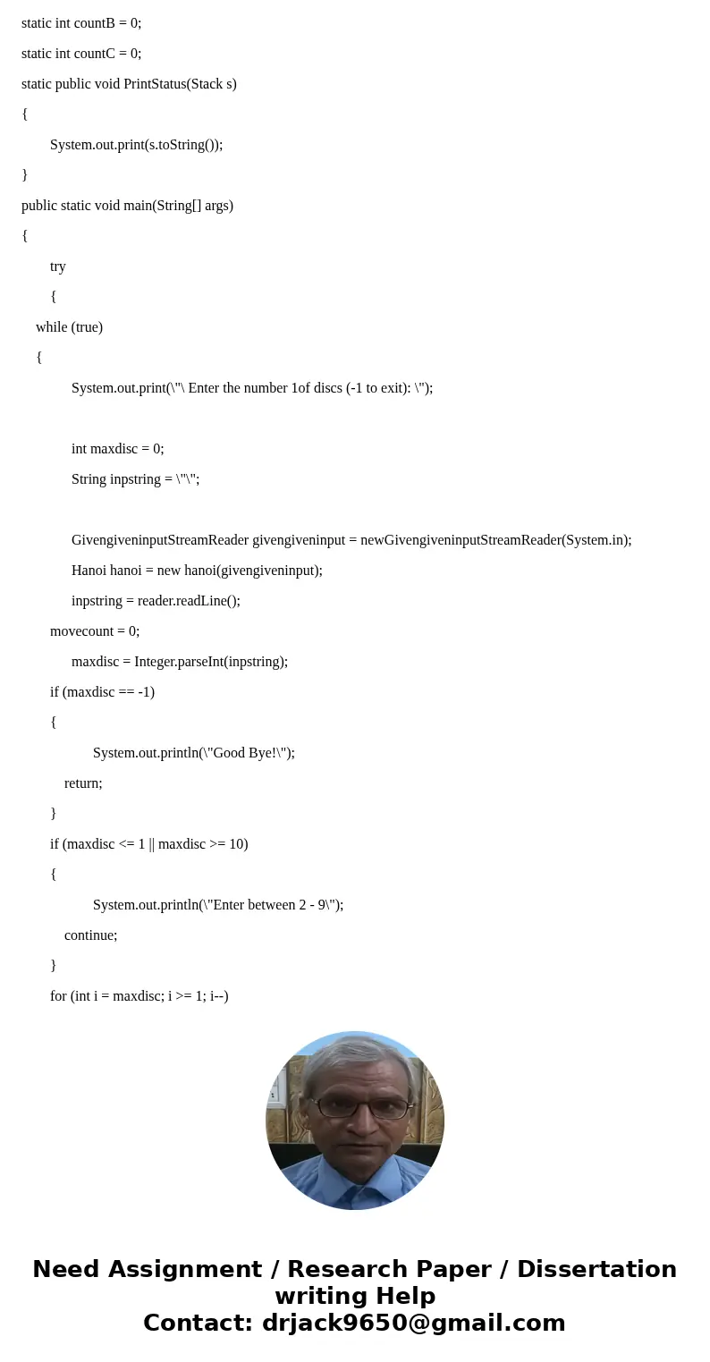 The objective of the assignment is to model the puzzle Towers of Hanoi using Object Oriented Programming (Java) and recursion. There have to be 3 classes: Disk. The objective of the assignment is to model the puzzle Towers of Hanoi using Object Oriented Programming (Java) and recursion. There have to be 3 classes: Disk.