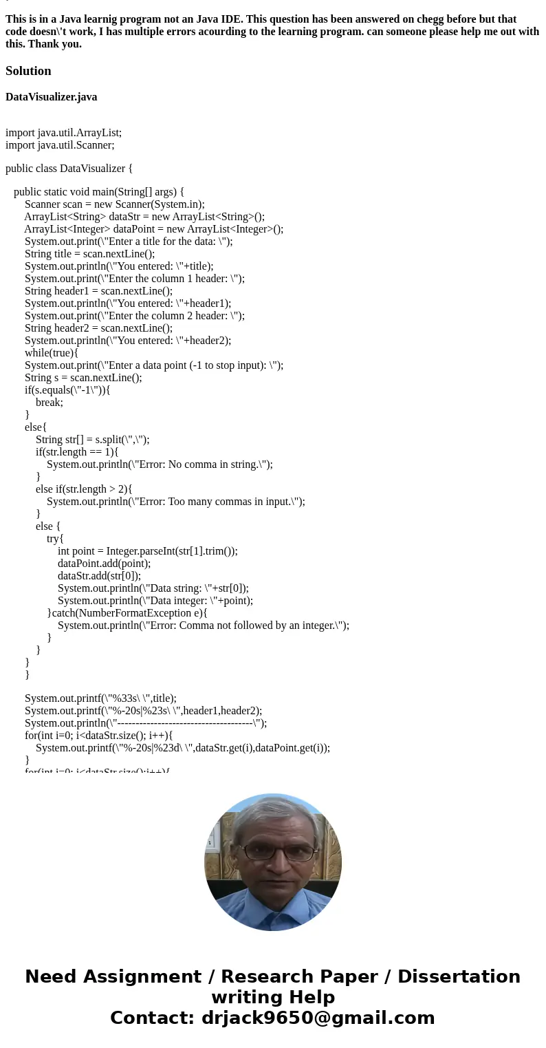 This is the problem in steps the final output is at the bottom. 5.7 Program: Data visualization (Java) (1) Prompt the user for a title for data. Output the titl This is the problem in steps the final output is at the bottom. 5.7 Program: Data visualization (Java) (1) Prompt the user for a title for data. Output the titl