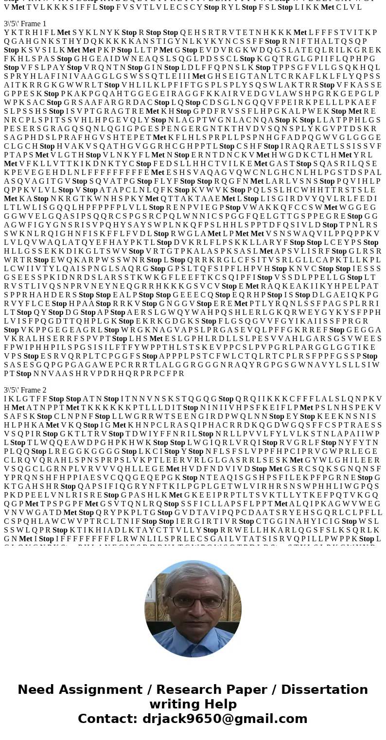 Translate 5\'3\' Frame 1 N A G S R G G A S G G G R E L G G R R Q H C F K L A K L T R A R G I L R S I P T R G H G T G P C F P L L G P R E P G S A F C R V P R P P Translate 5\'3\' Frame 1 N A G S R G G A S G G G R E L G G R R Q H C F K L A K L T R A R G I L R S I P T R G H G T G P C F P L L G P R E P G S A F C R V P R P P