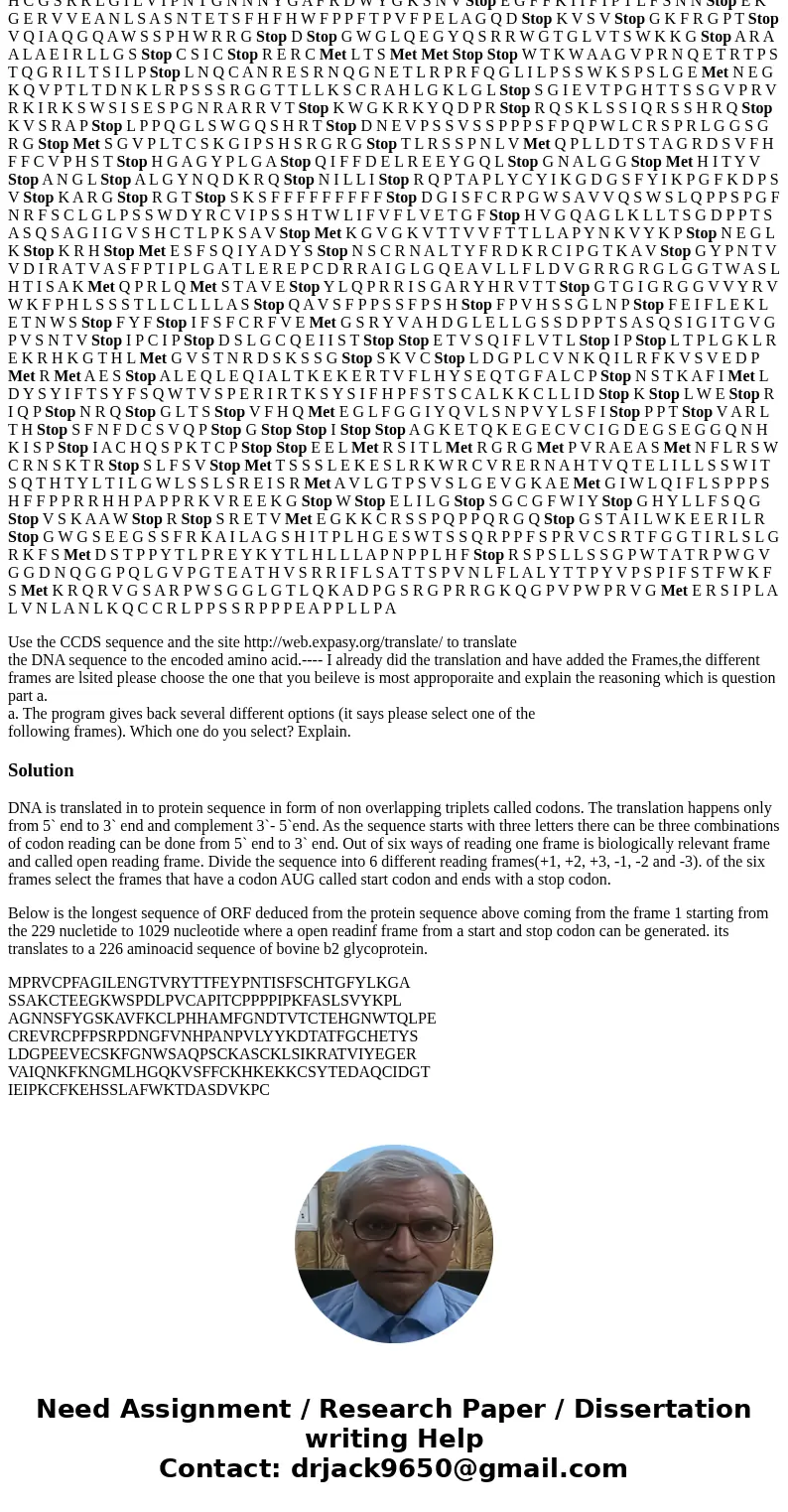 Translate 5\'3\' Frame 1 N A G S R G G A S G G G R E L G G R R Q H C F K L A K L T R A R G I L R S I P T R G H G T G P C F P L L G P R E P G S A F C R V P R P P Translate 5\'3\' Frame 1 N A G S R G G A S G G G R E L G G R R Q H C F K L A K L T R A R G I L R S I P T R G H G T G P C F P L L G P R E P G S A F C R V P R P P