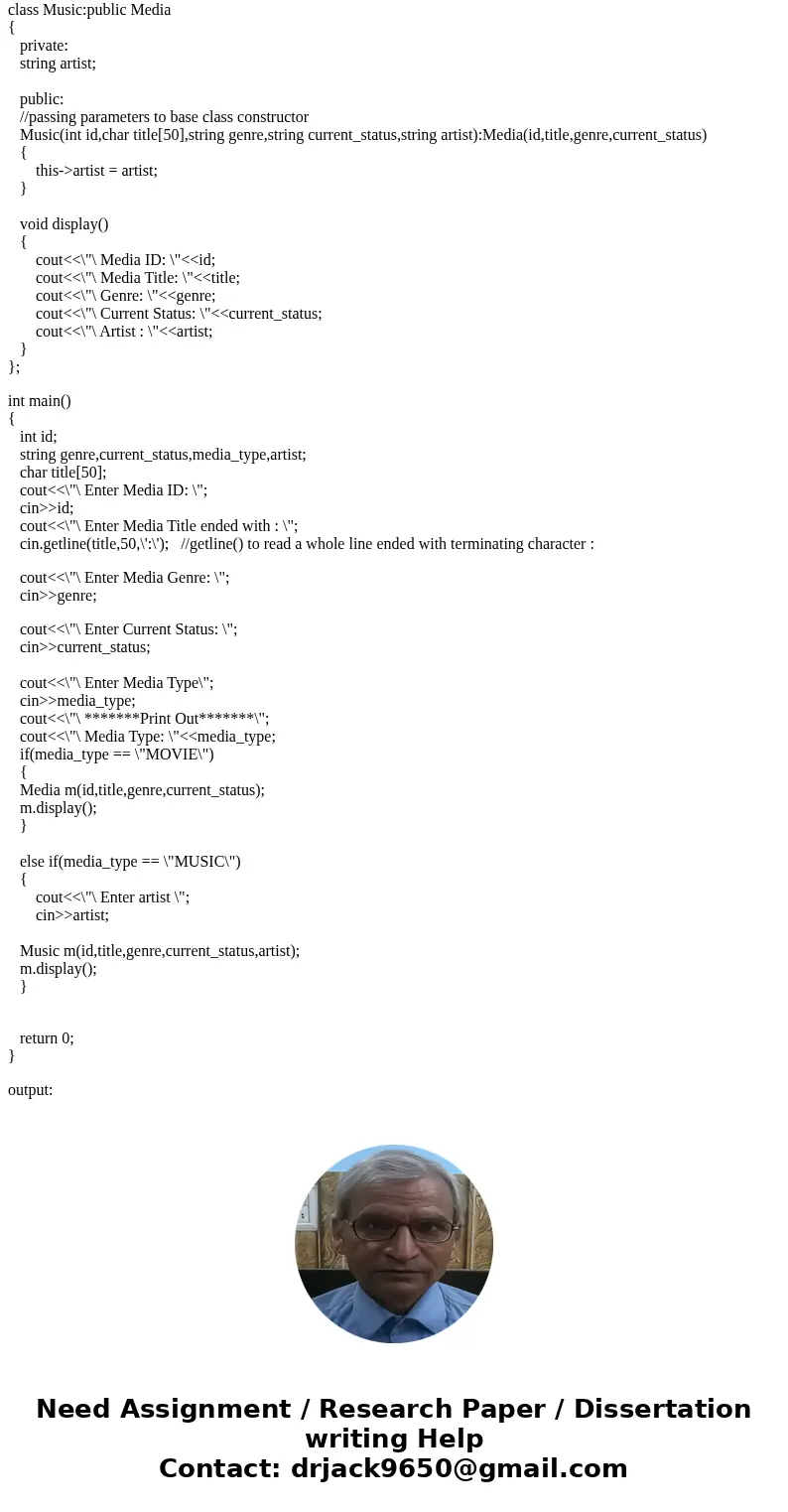 Use C++ to: Create a program that prompts an employee to enter information for Movie or Music in an online store. 2. Based on the selection, create a class name Use C++ to: Create a program that prompts an employee to enter information for Movie or Music in an online store. 2. Based on the selection, create a class name