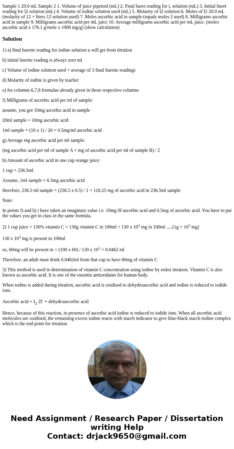 Vitamin C Titration Lab Prep: What formulas or calculations will I need for this lab? How do I answer questions once I get the data? I don\'t have the info yet  Vitamin C Titration Lab Prep: What formulas or calculations will I need for this lab? How do I answer questions once I get the data? I don\'t have the info yet