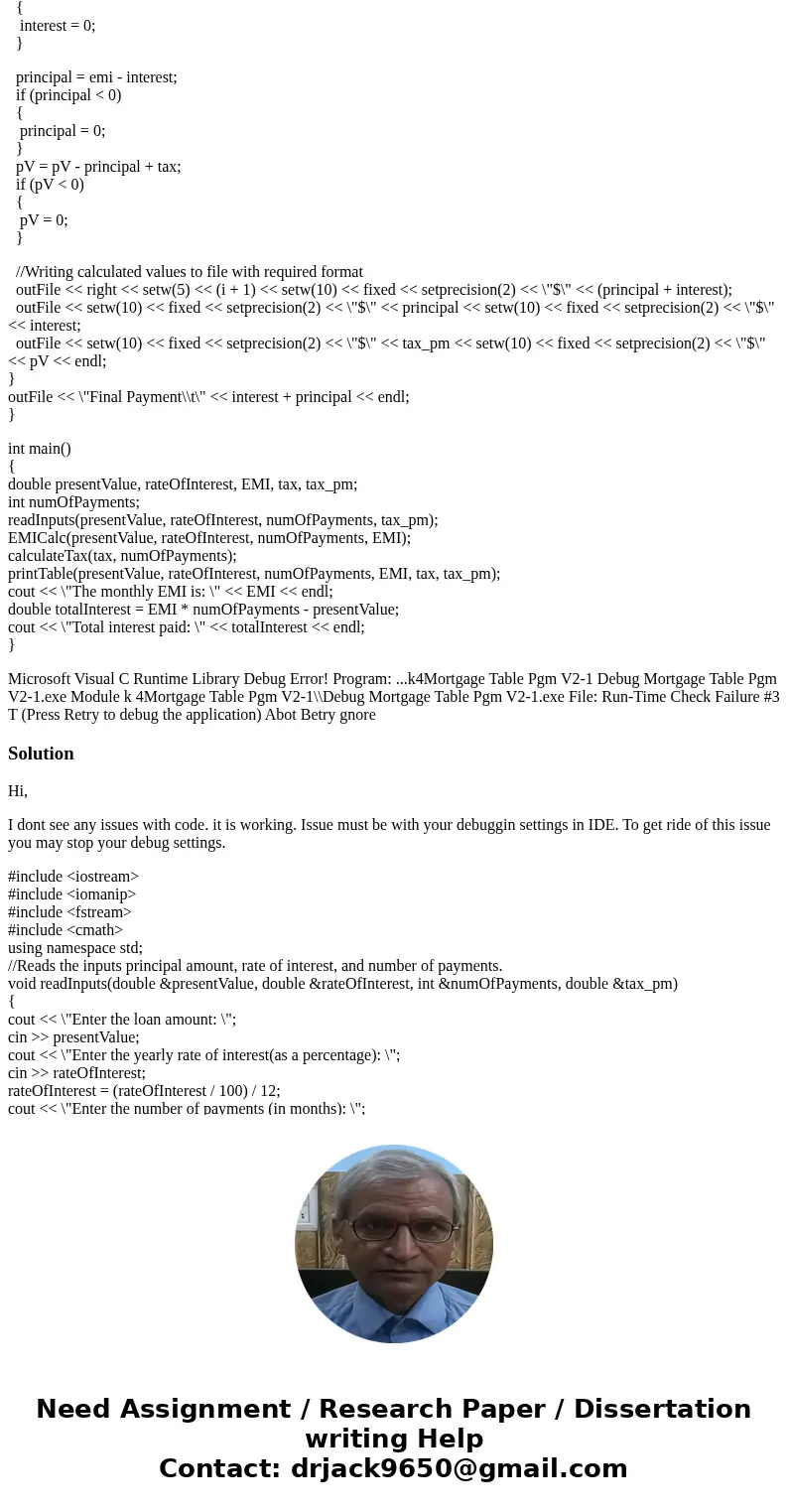 Why am I getting a debug runtime error every time I run this program in Visual Studio? #include <iostream> #include <iomanip> #include <fstream&g Why am I getting a debug runtime error every time I run this program in Visual Studio? #include <iostream> #include <iomanip> #include <fstream&g