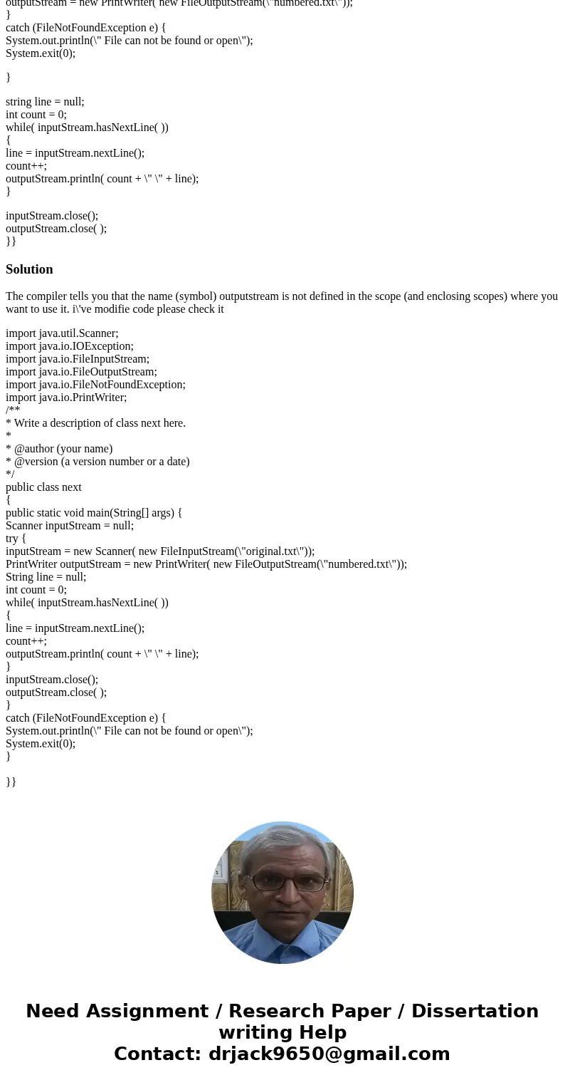 why do I recive a cannot find symbol - variable outputStream in this line outputStream = new PrintWriter( new FileOutputStream(\ why do I recive a cannot find symbol - variable outputStream in this line outputStream = new PrintWriter( new FileOutputStream(\