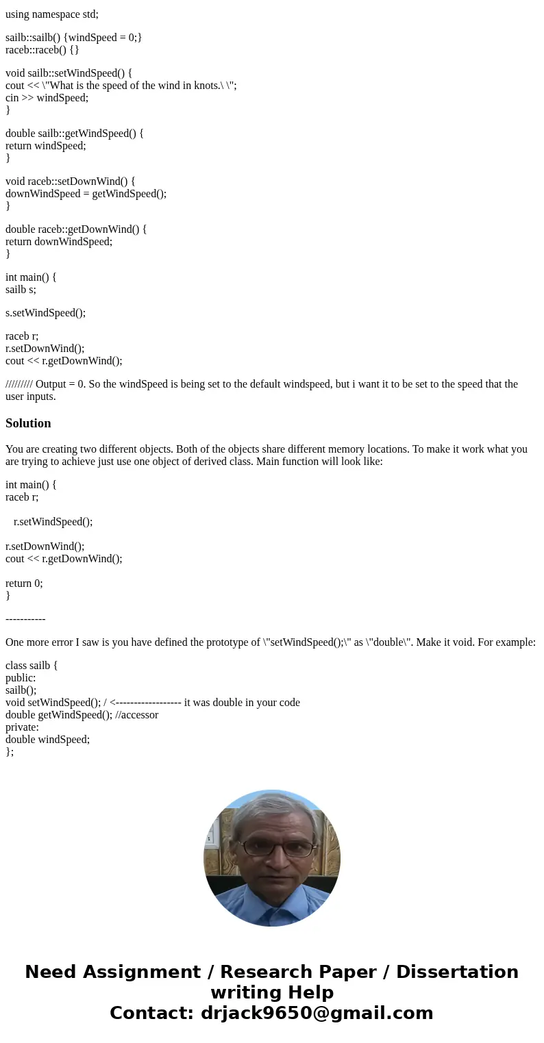 Why won\'t my code run? I want to inherit everything from sailb.h class (base) into raceb.h class (derived) and in main I want to set a raceb member variable eq Why won\'t my code run? I want to inherit everything from sailb.h class (base) into raceb.h class (derived) and in main I want to set a raceb member variable eq