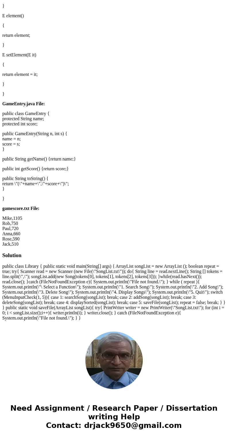 Write Java program with ALL the specifications Write a class that maintains the scores for a game application. Implement the addition and removal function to up