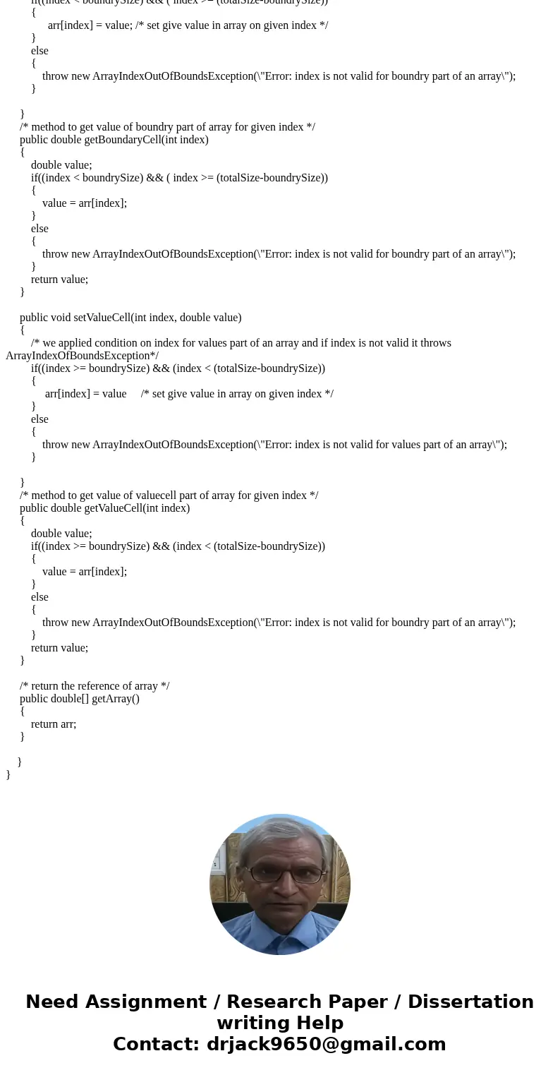 You are to create a class with so-called BoundaryCells. Methods in the class throw exceptions under certain conditions. A BoundaryCell object stores an array of You are to create a class with so-called BoundaryCells. Methods in the class throw exceptions under certain conditions. A BoundaryCell object stores an array of