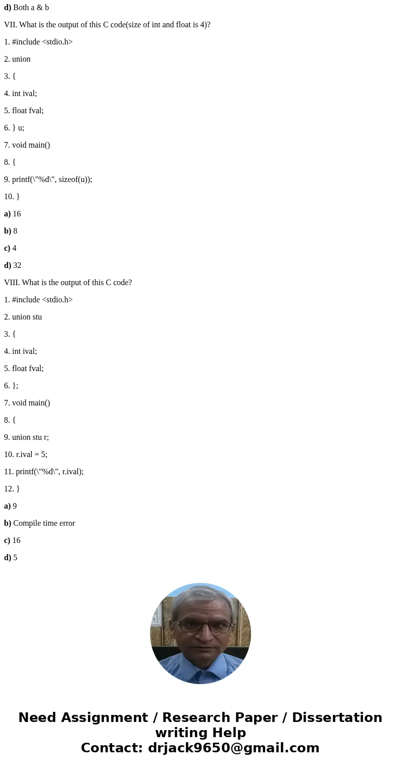 4. Unions: Choose the correct answer from the following multi-choice questions I. Size of a union is determined by size of the. a) First member in the union b)  4. Unions: Choose the correct answer from the following multi-choice questions I. Size of a union is determined by size of the. a) First member in the union b)