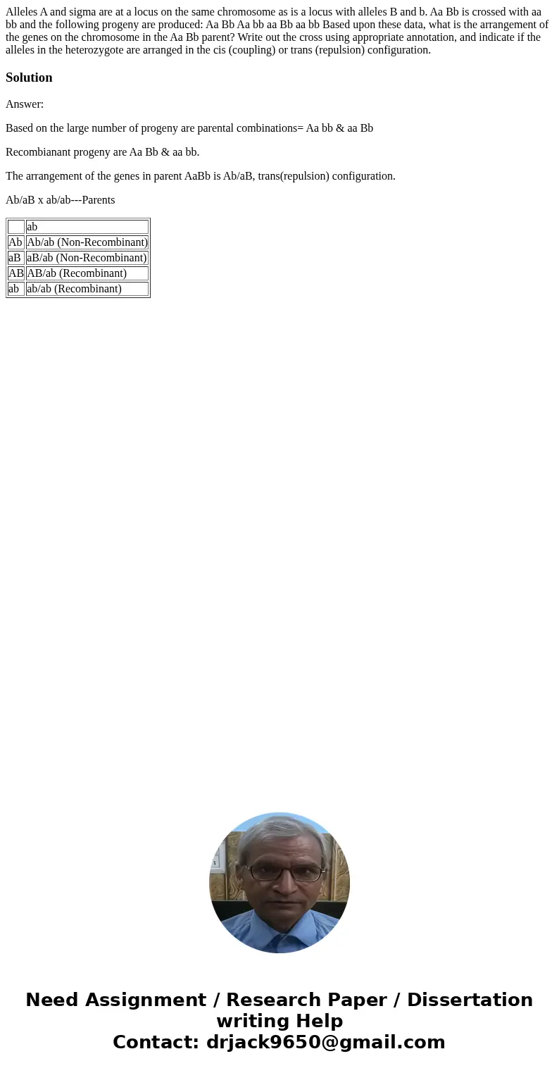 Alleles A and sigma are at a locus on the same chromosome as is a locus with alleles B and b. Aa Bb is crossed with aa bb and the following progeny are produce  Alleles A and sigma are at a locus on the same chromosome as is a locus with alleles B and b. Aa Bb is crossed with aa bb and the following progeny are produce