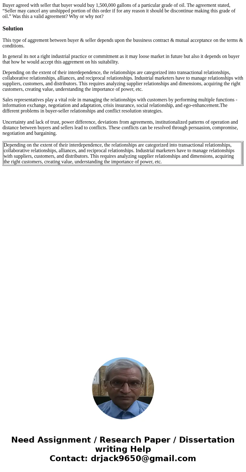 Buyer agreed with seller that buyer would buy 1,500,000 gallons of a particular grade of oil. The agreement stated, “Seller may cancel any unshipped portion of  Buyer agreed with seller that buyer would buy 1,500,000 gallons of a particular grade of oil. The agreement stated, “Seller may cancel any unshipped portion of