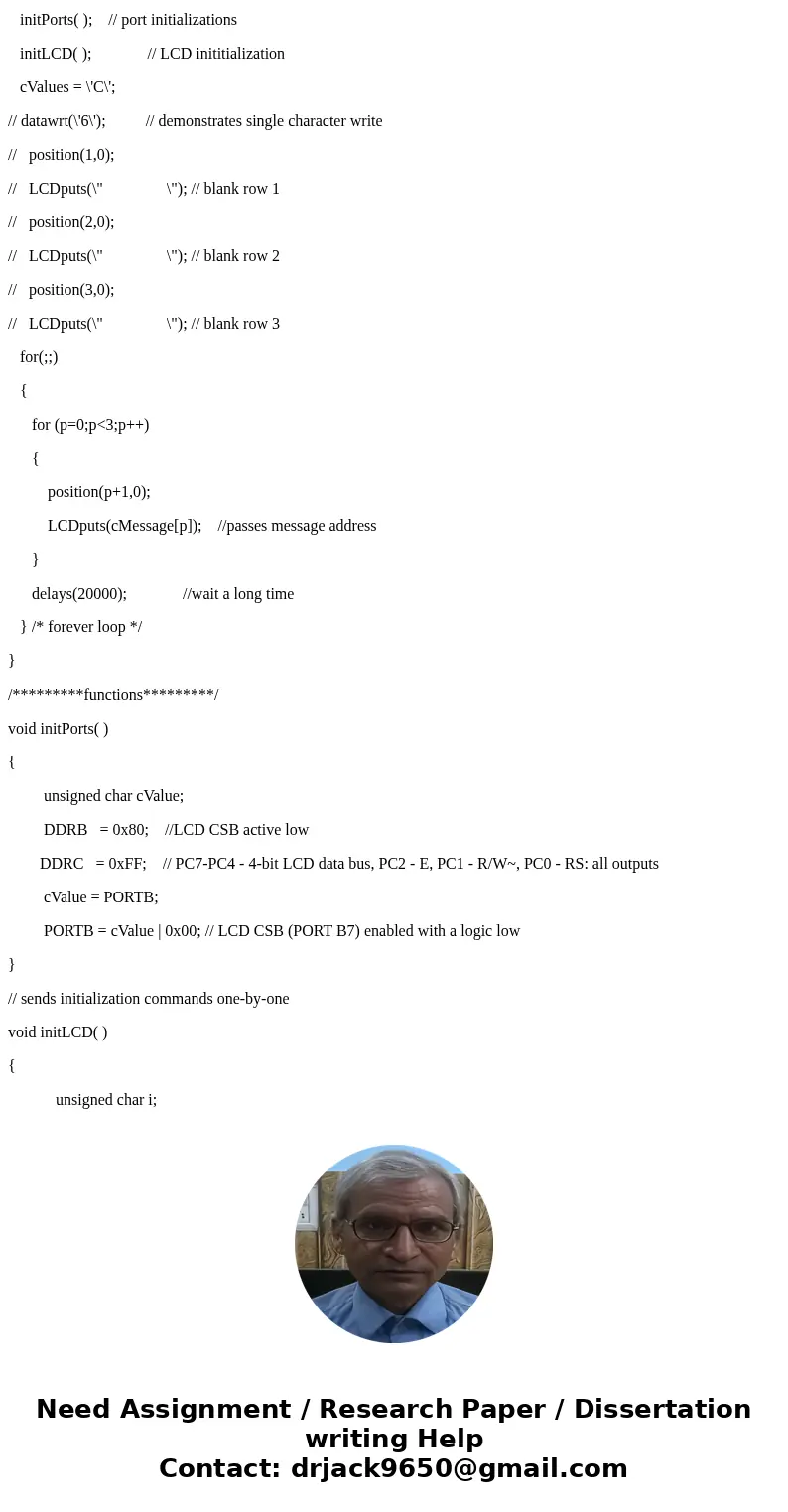 Combine the keypad and LCD codes in compliance to the following requirements: your last name to appear on LCD row 1, your last name to appear on row 2, and on r Combine the keypad and LCD codes in compliance to the following requirements: your last name to appear on LCD row 1, your last name to appear on row 2, and on r