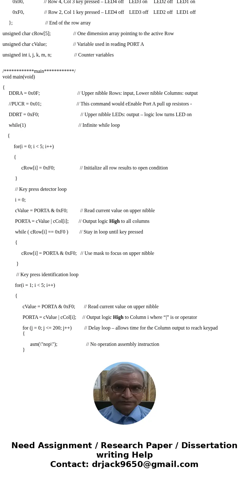 Combine the keypad and LCD codes in compliance to the following requirements: your last name to appear on LCD row 1, your last name to appear on row 2, and on r Combine the keypad and LCD codes in compliance to the following requirements: your last name to appear on LCD row 1, your last name to appear on row 2, and on r
