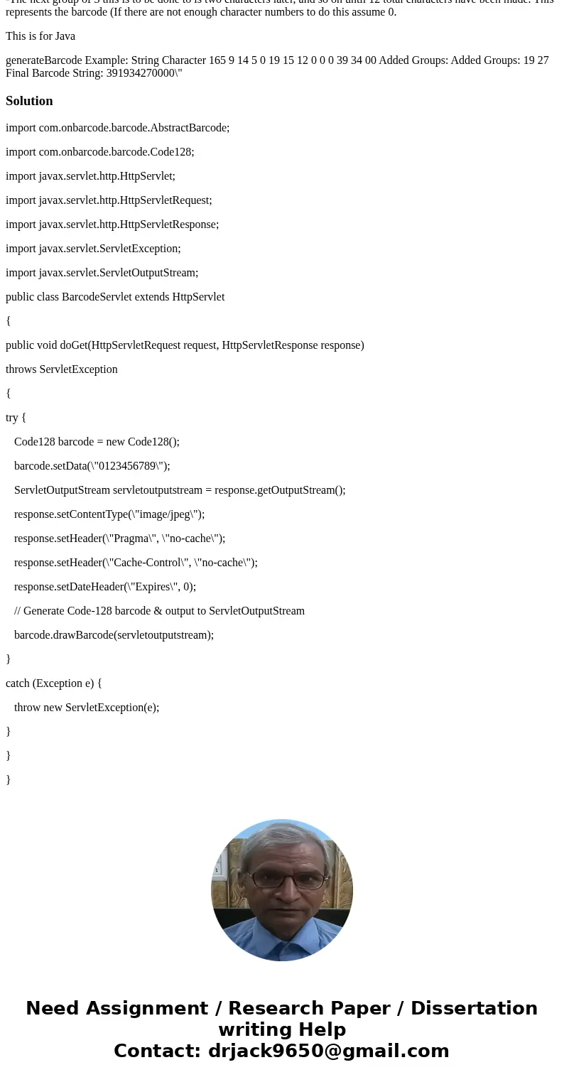 generateBarcode(...) *Precondition: The input String is not null. *Post condition: the returned string is exactly 12 characters in length where each character i generateBarcode(...) *Precondition: The input String is not null. *Post condition: the returned string is exactly 12 characters in length where each character i