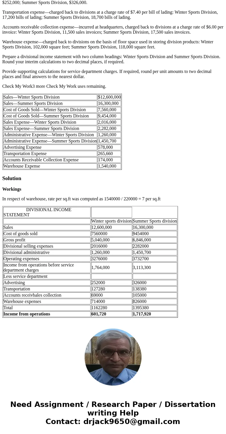 Glades Sporting Goods Co. operates two divisions—the Winter Sports Division and the Summer Sports Division. The following income and expense accounts were provi