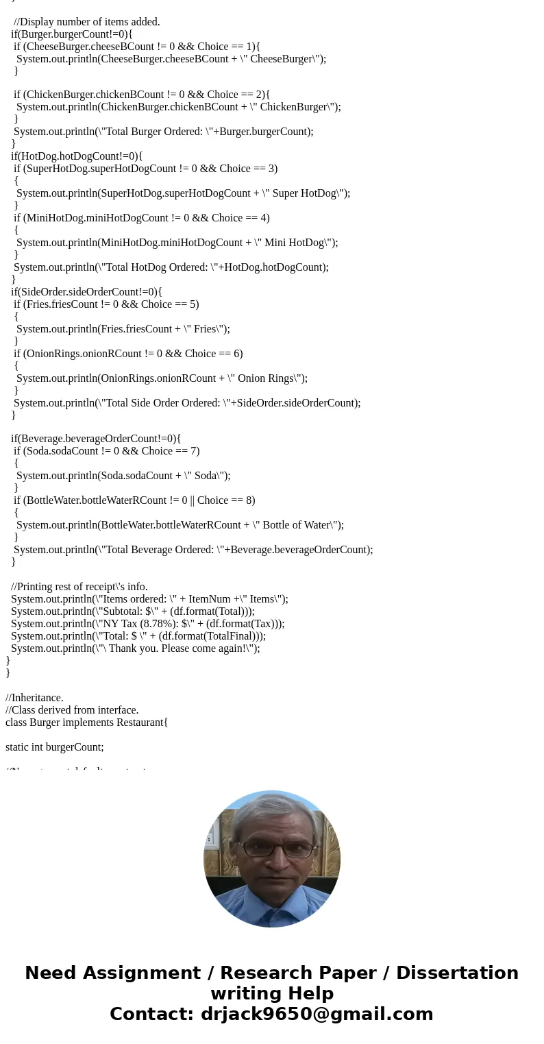 Hello everyone, I\'m actually working on a fast food order program. So far my program works good. Once the user has finished the order the program displays a re Hello everyone, I\'m actually working on a fast food order program. So far my program works good. Once the user has finished the order the program displays a re