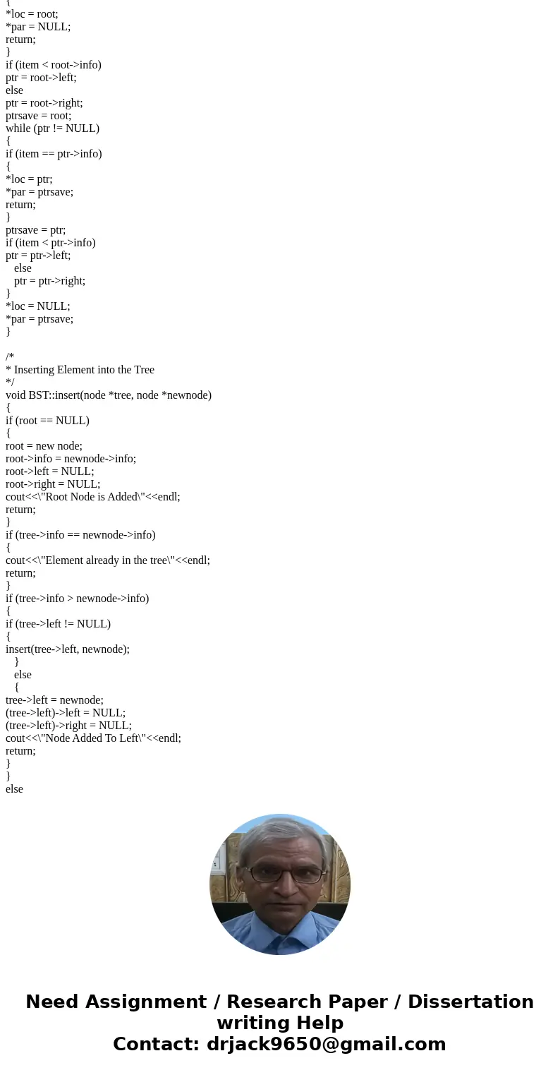 Help! BST Tree Function: template<class ItemType> ItemType BinaryNodeTree<ItemType>::moveValuesUpTree(BinaryNode<ItemType> subTreePtr) { } Her Help! BST Tree Function: template<class ItemType> ItemType BinaryNodeTree<ItemType>::moveValuesUpTree(BinaryNode<ItemType> subTreePtr) { } Her