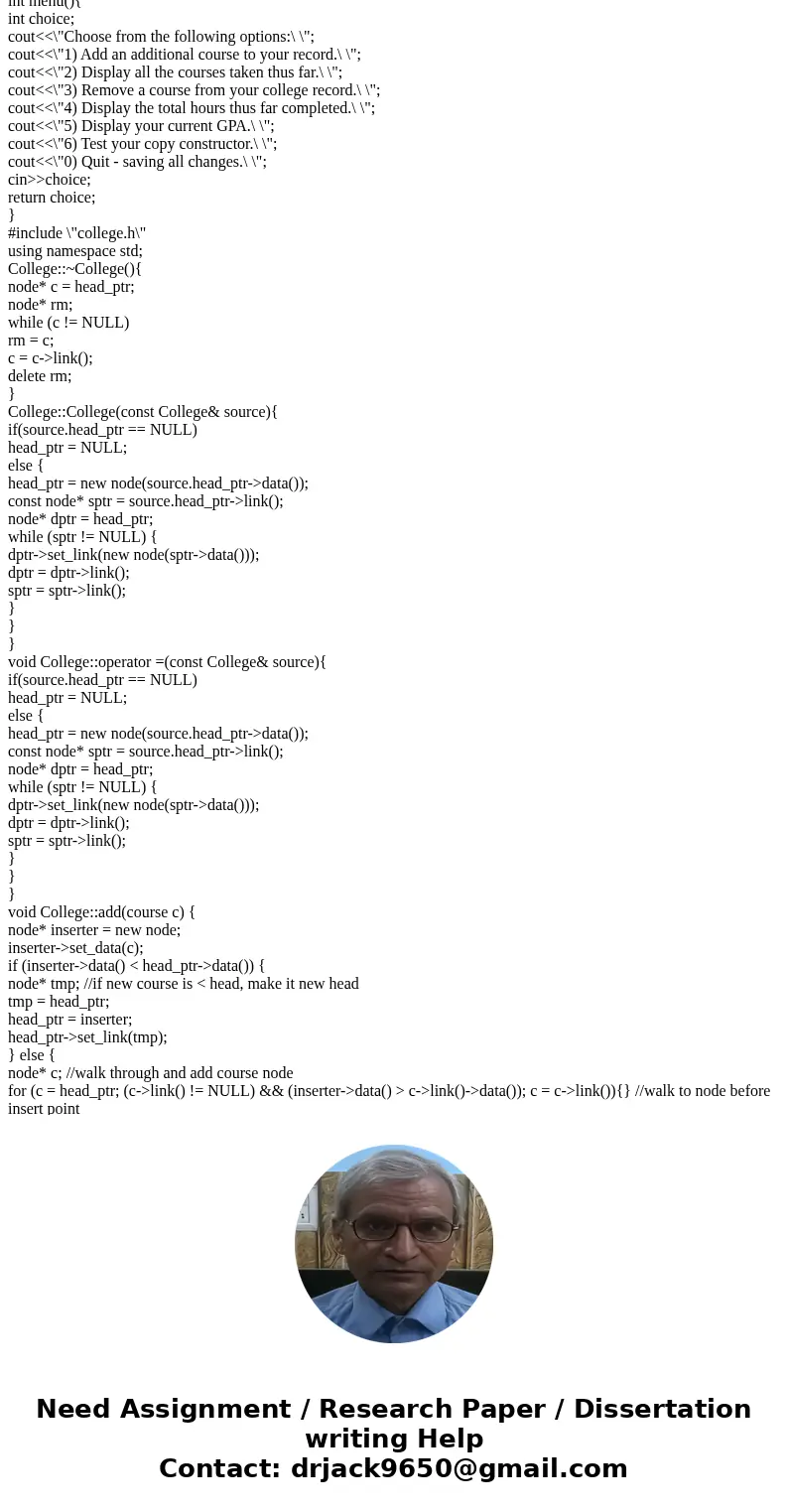 I need help with my c++ program. Everything compiles perfectly fine but when I run the program and try to add a course, I get a segment fault error and i cant f I need help with my c++ program. Everything compiles perfectly fine but when I run the program and try to add a course, I get a segment fault error and i cant f