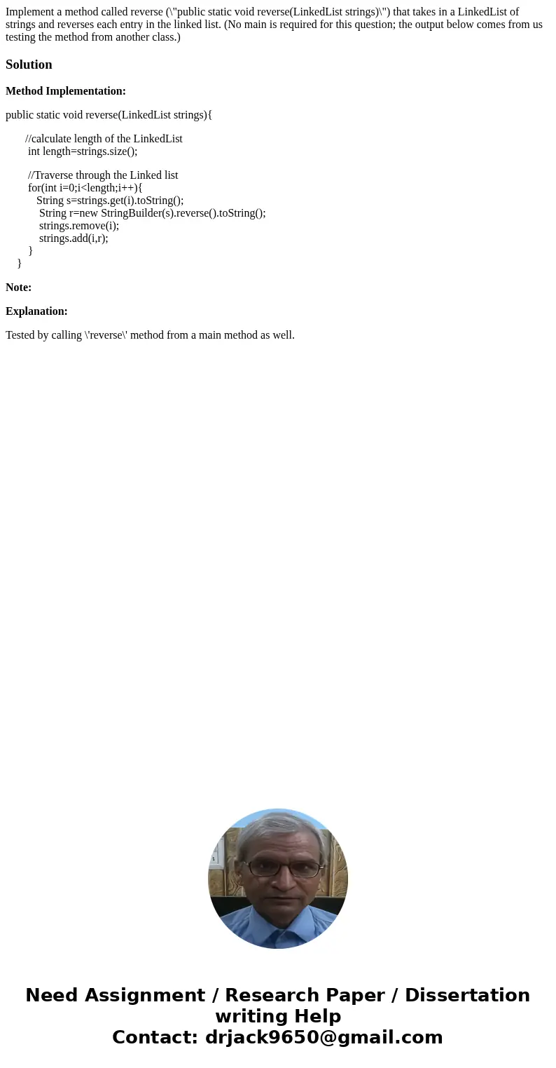 Implement a method called reverse (\