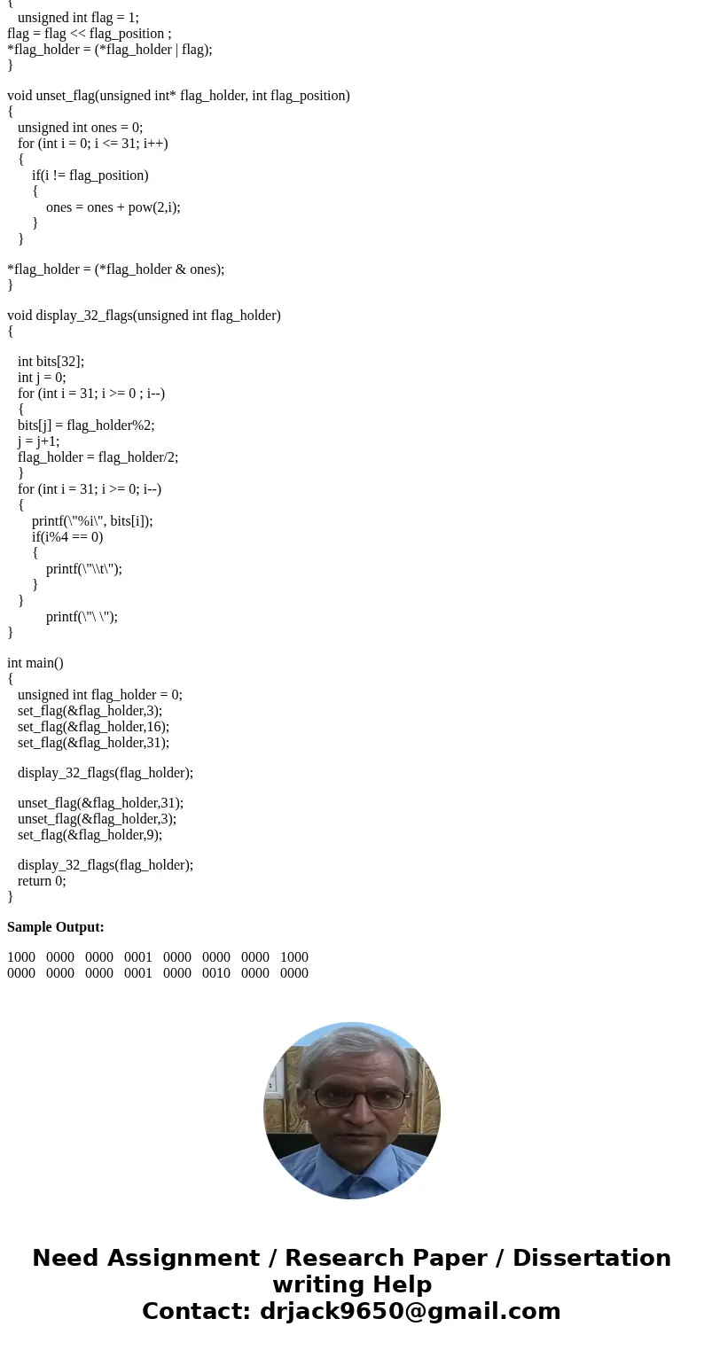  #include void set_flag(int* flag_holder, int flag_position); int check_flag(int flag_holder, int flag_position); int main(int argc, char* argv[]) { int flag_ho