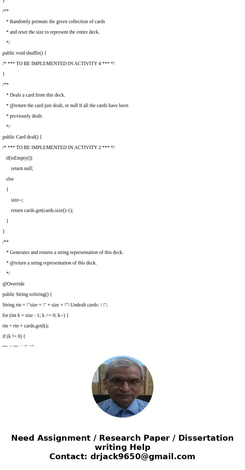 Introduction: Think about a deck of cards. How would you describe a deck of cards? When you play card games, what kinds of operations do these games require a d Introduction: Think about a deck of cards. How would you describe a deck of cards? When you play card games, what kinds of operations do these games require a d