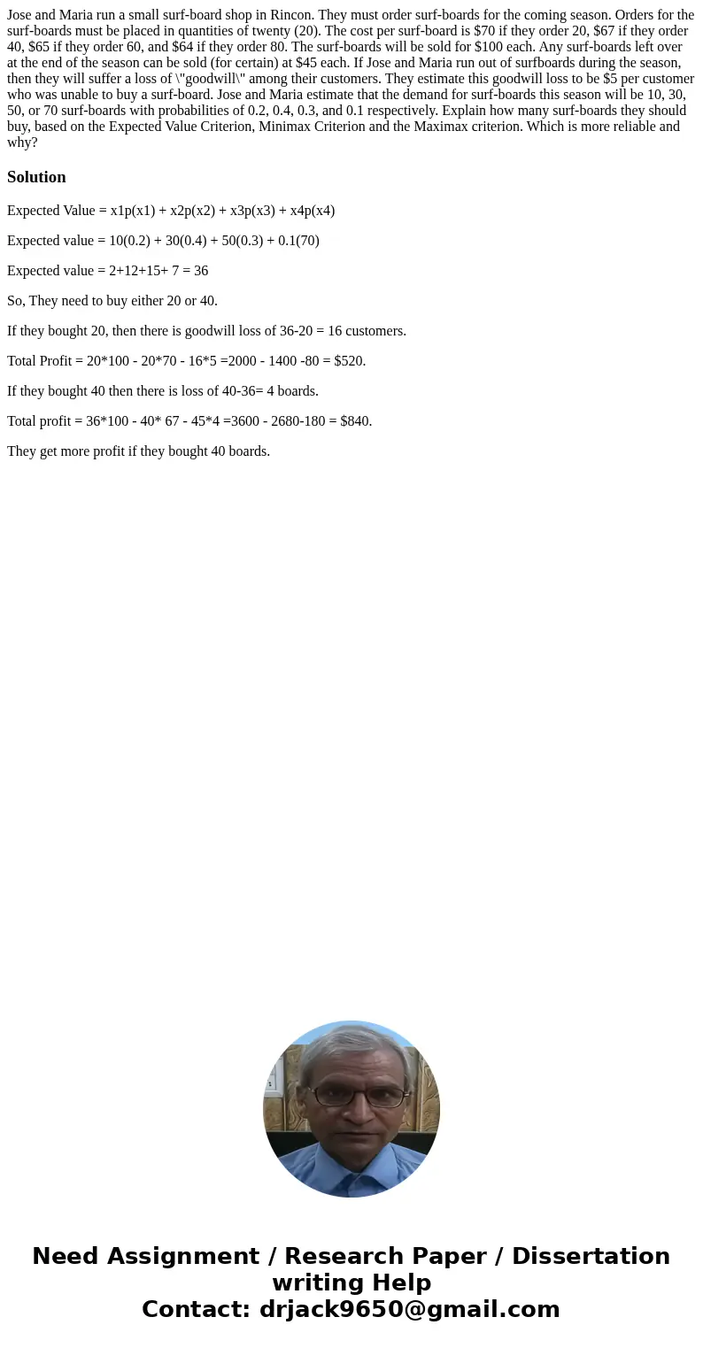  Jose and Maria run a small surf-board shop in Rincon. They must order surf-boards for the coming season. Orders for the surf-boards must be placed in quantitie