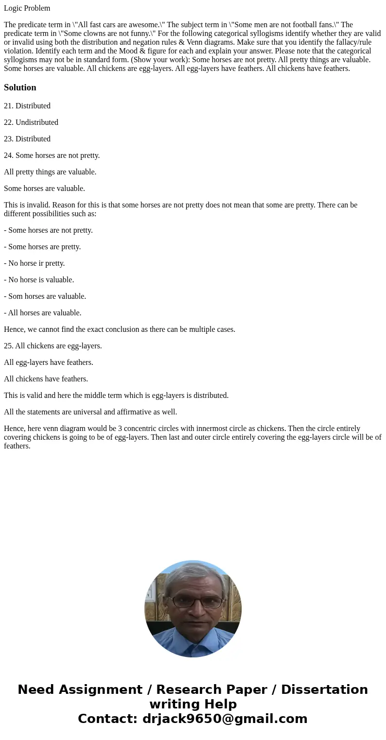 Logic Problem The predicate term in \ Logic Problem The predicate term in \