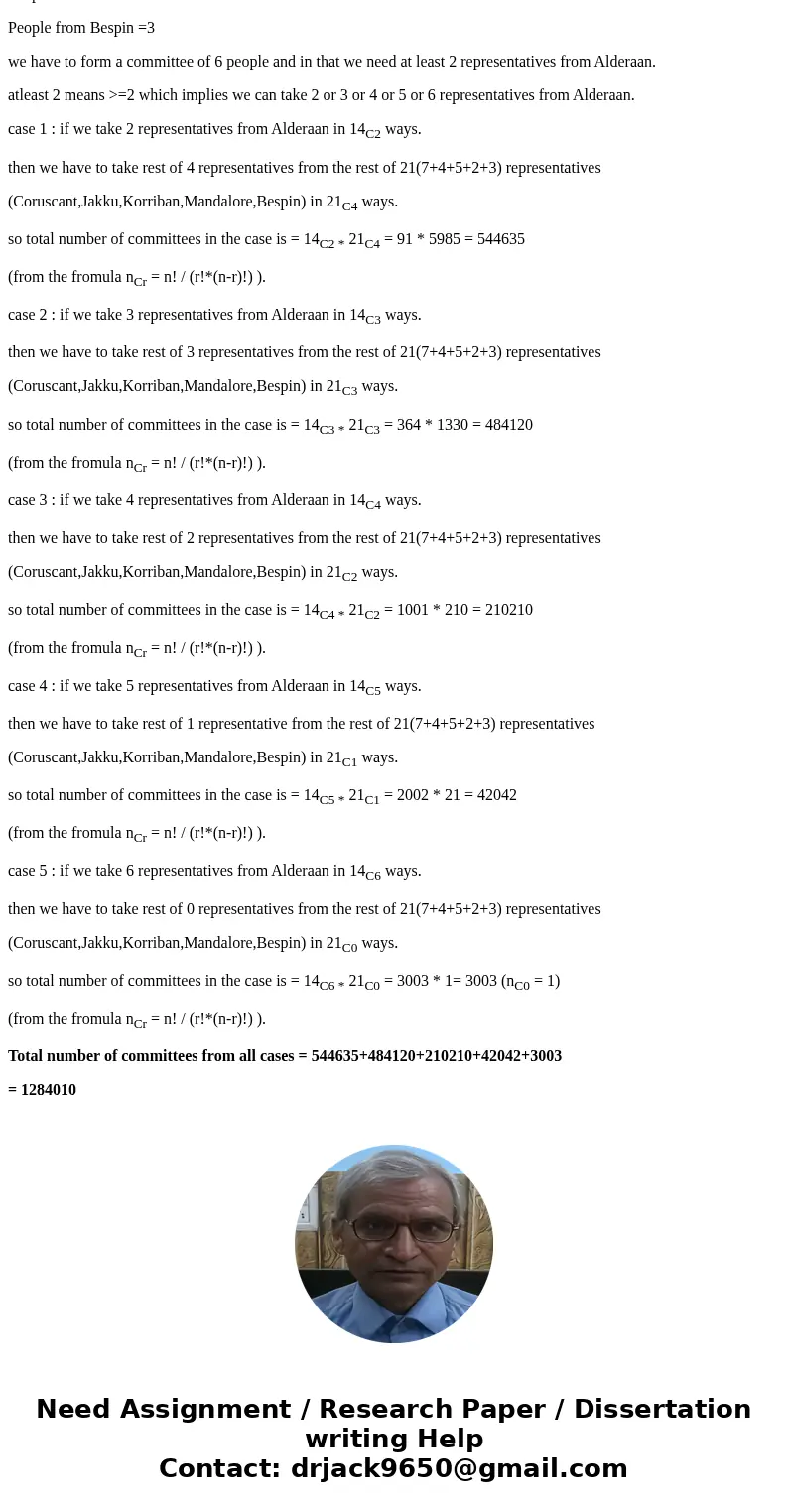 Of the Death Star’s personnel, 7 people are from Coruscant, 14 from Alderaan, 4 from Jakku, 5 from Korriban, 2 from Mandalore, and 3 from Bespin. A committee of Of the Death Star’s personnel, 7 people are from Coruscant, 14 from Alderaan, 4 from Jakku, 5 from Korriban, 2 from Mandalore, and 3 from Bespin. A committee of