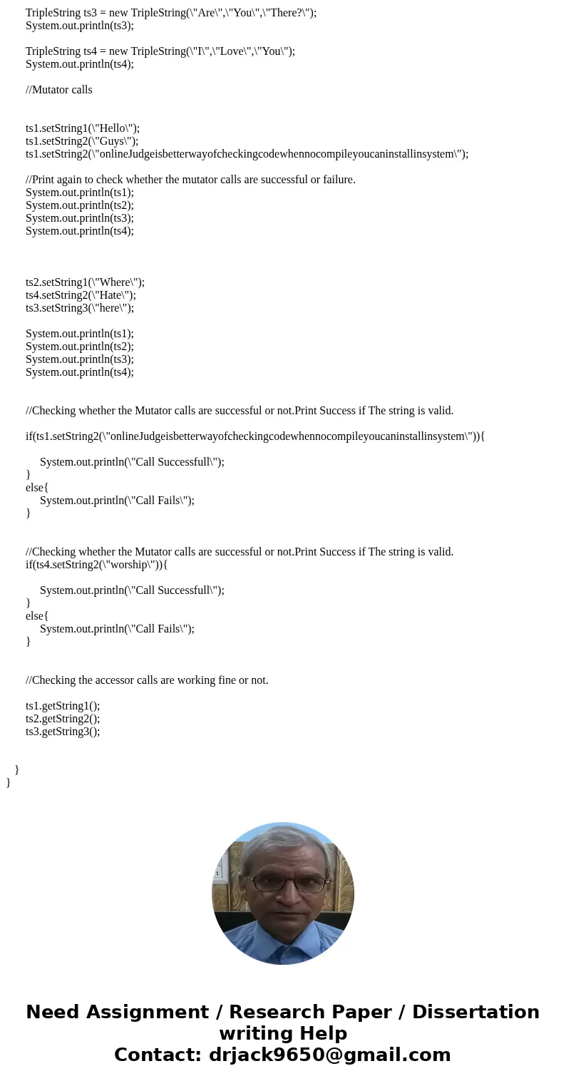 Please help me with this C++ code!! I need the answer by Tuesday 2/16 The assignment is to first create a class called TripleString. TripleString will consist o Please help me with this C++ code!! I need the answer by Tuesday 2/16 The assignment is to first create a class called TripleString. TripleString will consist o