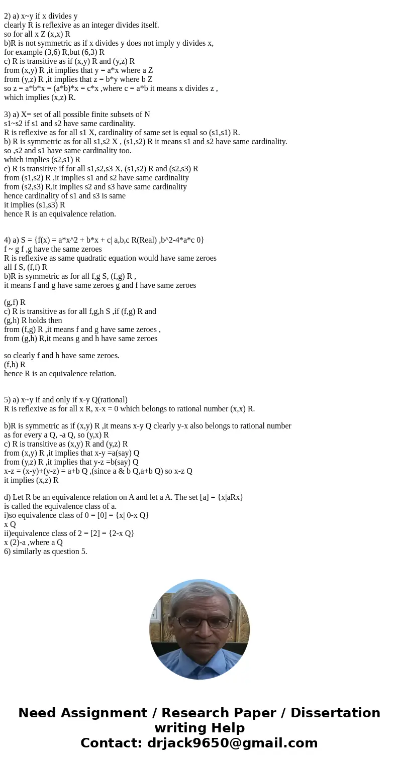 Question 6 Let x be the set of all people living in the US. Let x,y X and define a relation R on X by x~y if x and y have the same last name. is R reflexive? S  Question 6 Let x be the set of all people living in the US. Let x,y X and define a relation R on X by x~y if x and y have the same last name. is R reflexive? S