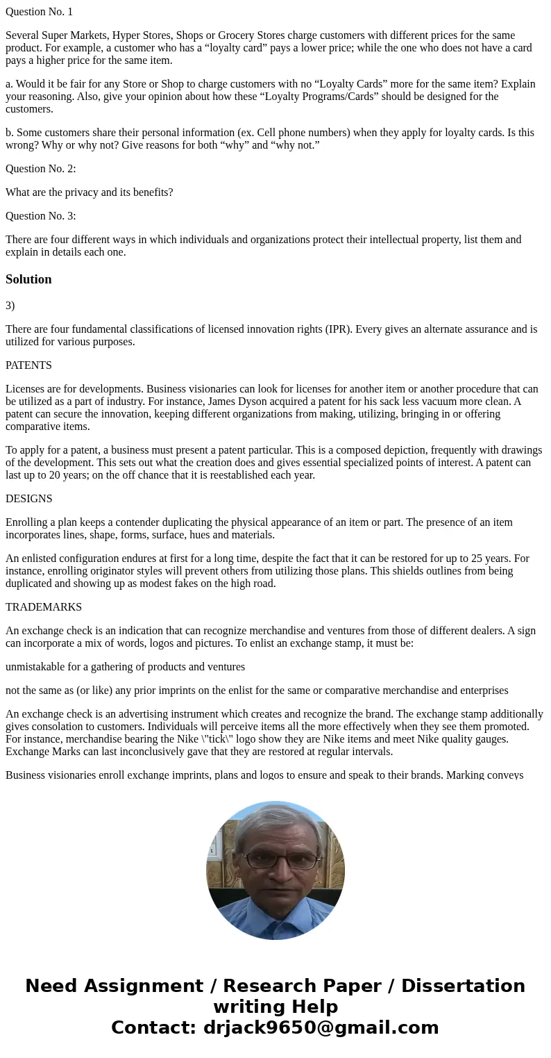 Question No. 1 Several Super Markets, Hyper Stores, Shops or Grocery Stores charge customers with different prices for the same product. For example, a customer Question No. 1 Several Super Markets, Hyper Stores, Shops or Grocery Stores charge customers with different prices for the same product. For example, a customer