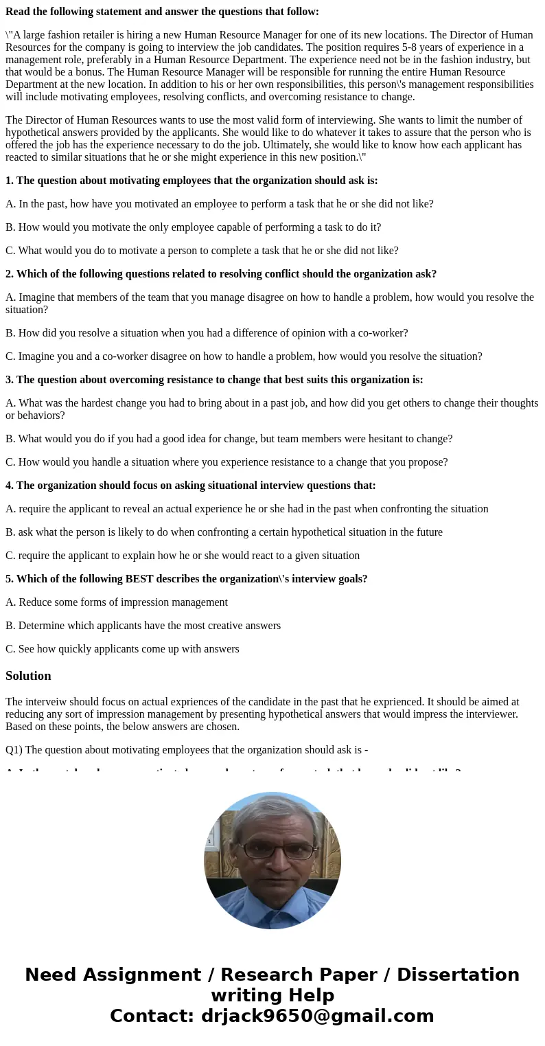 Read the following statement and answer the questions that follow: \ Read the following statement and answer the questions that follow: \