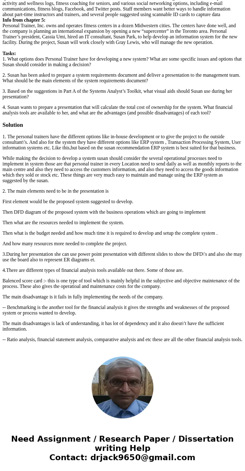 Systems analysis project 7: can you answer the 4 questions at the task section, thanks. Personal Trainer, Inc. owns and operates fitness centers in a dozen Midw Systems analysis project 7: can you answer the 4 questions at the task section, thanks. Personal Trainer, Inc. owns and operates fitness centers in a dozen Midw
