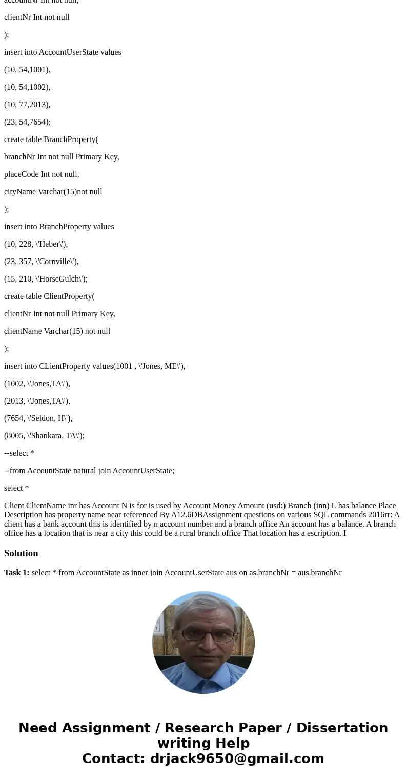 Task1: Construct and run the code for a natural inner join on the two tables AccountState and AccountUserState Task 2: Construct and run the code for a natural  Task1: Construct and run the code for a natural inner join on the two tables AccountState and AccountUserState Task 2: Construct and run the code for a natural