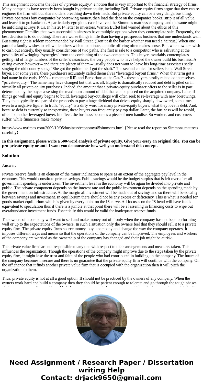 This assignment concerns the idea of \