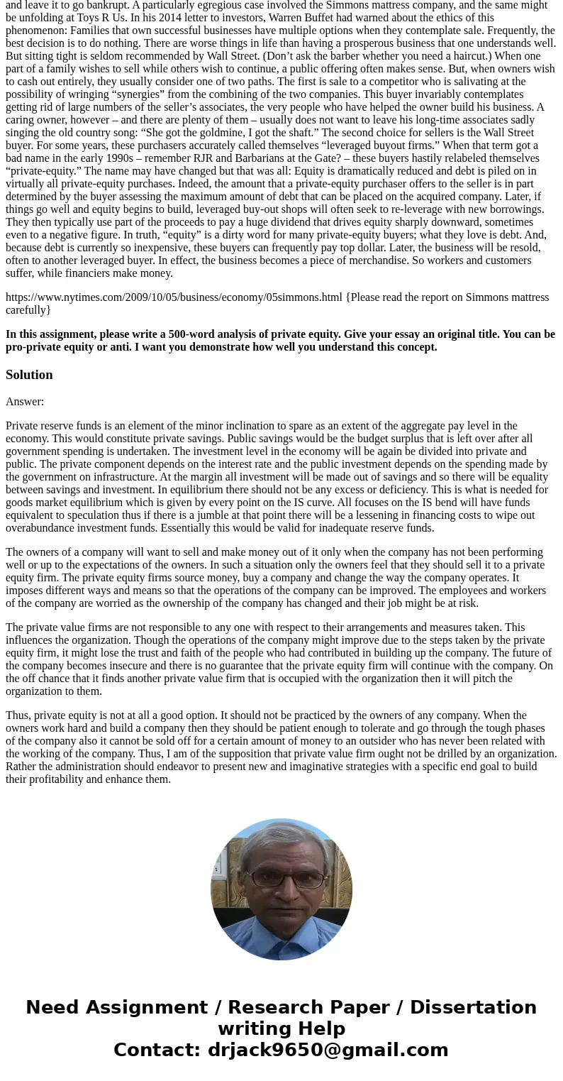 This assignment concerns the idea of \