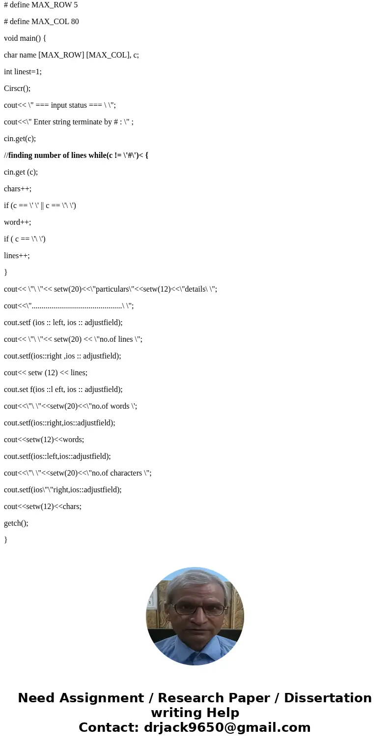  This assignment involves writing a C++ program to identify and count lines, words, and characters. For the purpose of this assignment, we define a \
