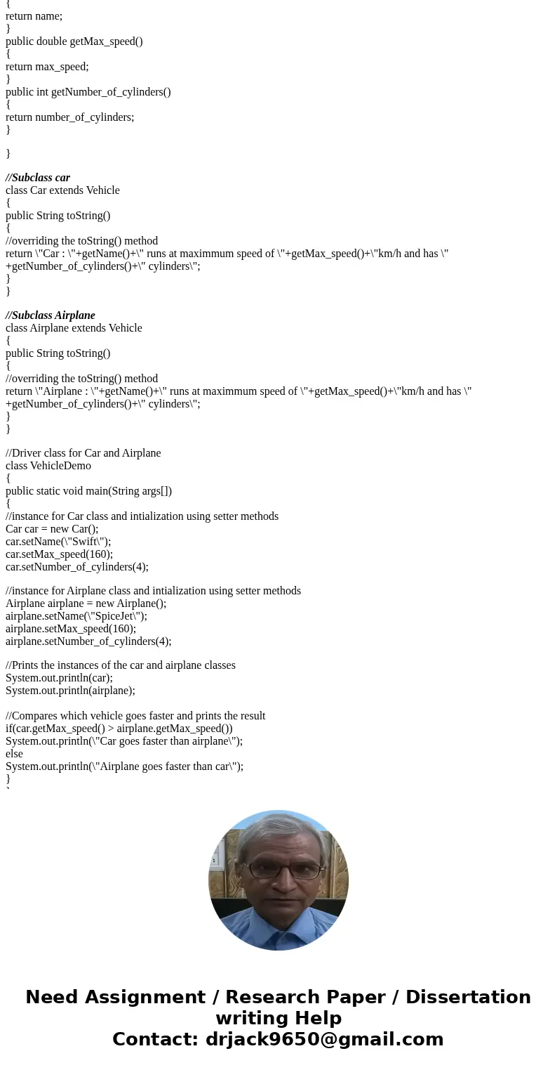 Use inheritance to implement the following classes: A: A Car that is a Vehicle and has a name, a max_speed value and an instance variable called the number_of_c